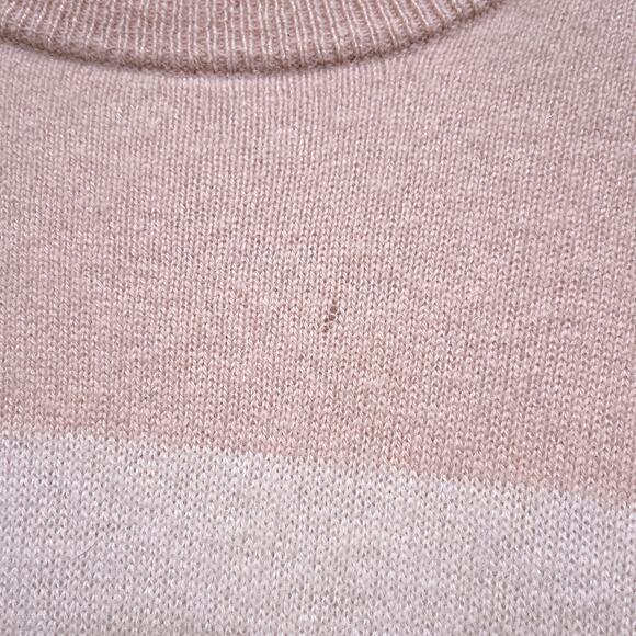 AG Adriano Goldschmied 100% Cashmere Sweater Beige Stripe Crewneck Womens Small - Picture 3 of 7
